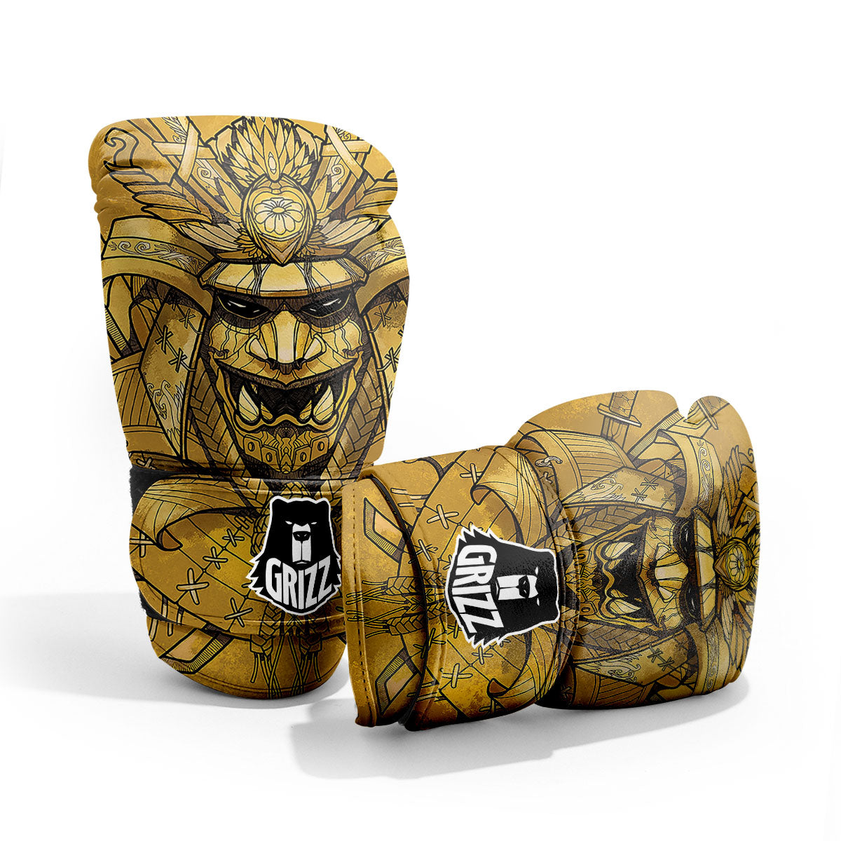 Mask Samurai Gold Print Pro Boxing Glove