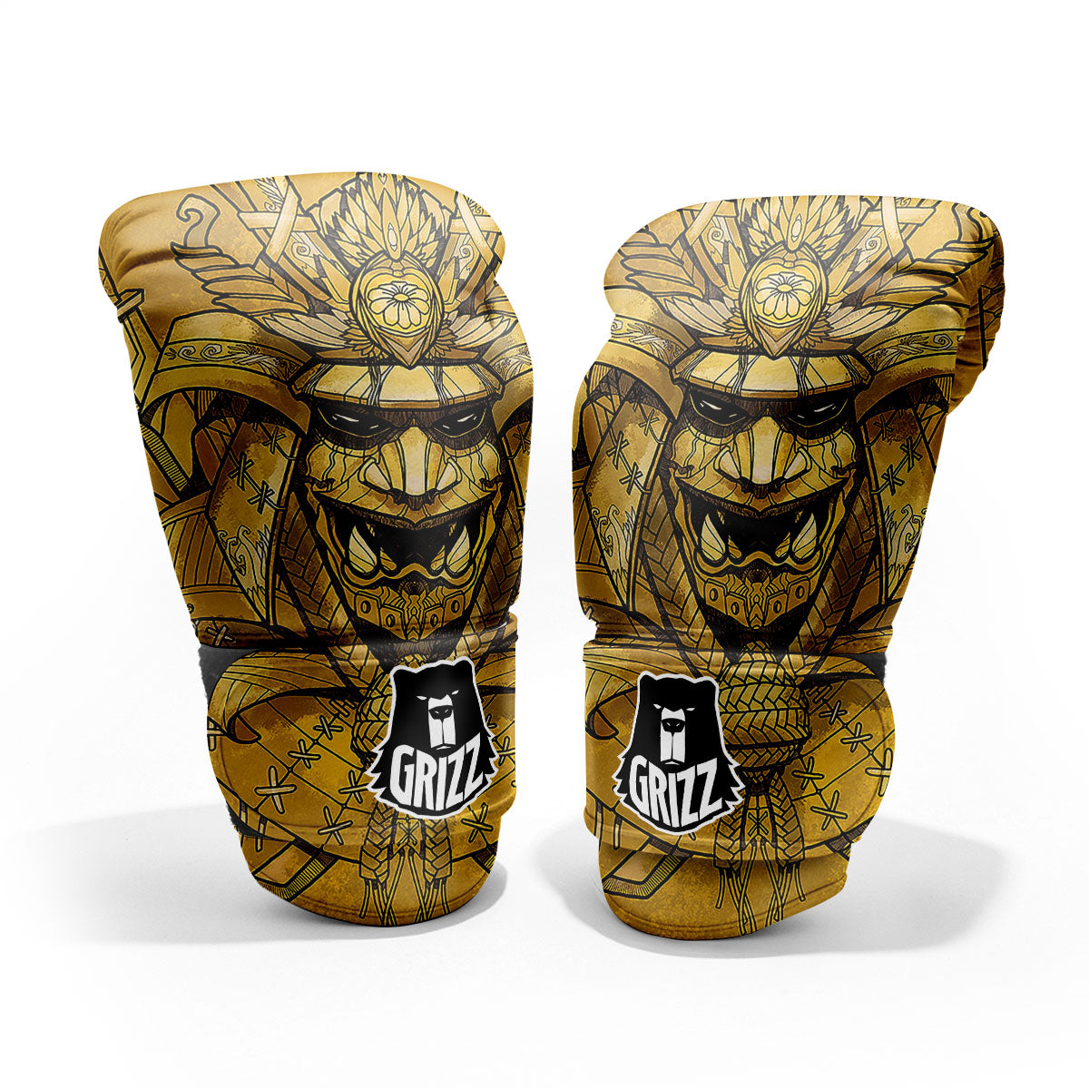 Mask Samurai Gold Print Pro Boxing Glove