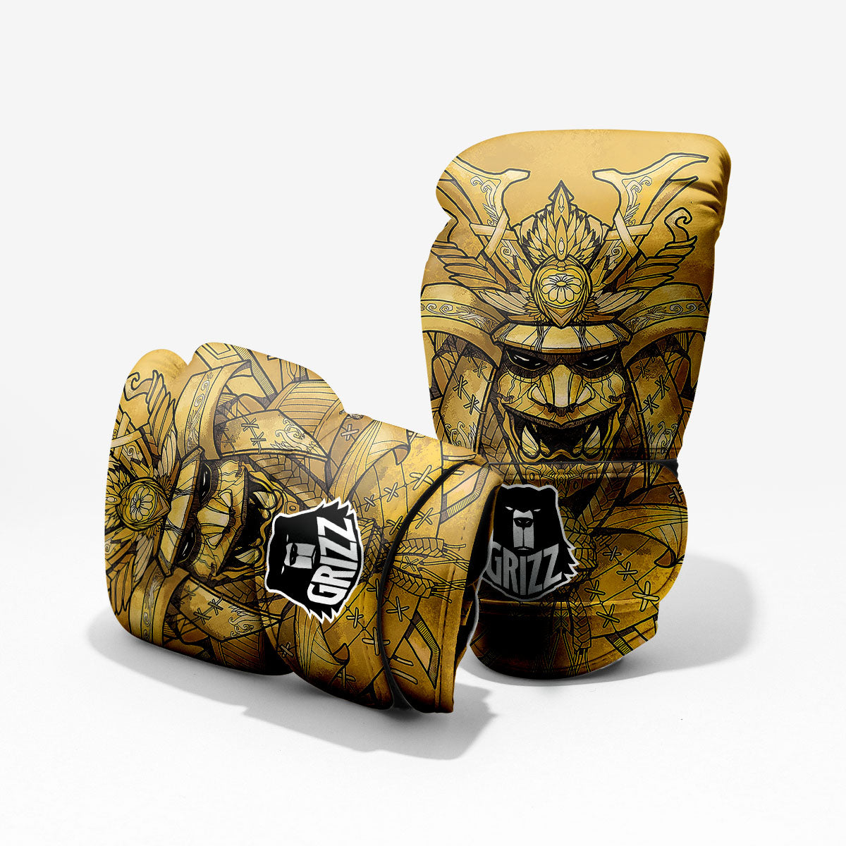 Mask Samurai Gold Print Pro Boxing Glove
