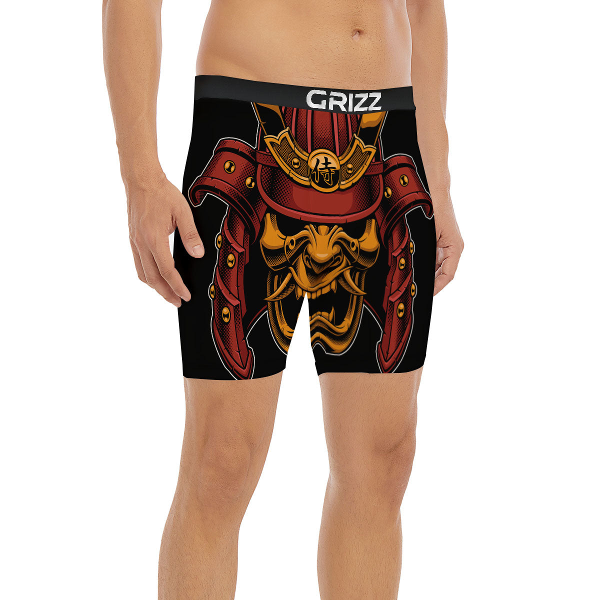 Mask Samurai Warrior Print Boxer Briefs-grizzshop