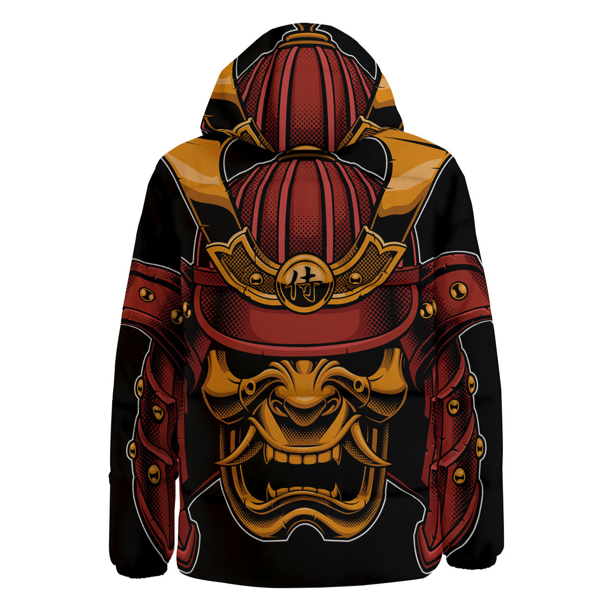 Mask Samurai Warrior Print Down Jacket-grizzshop