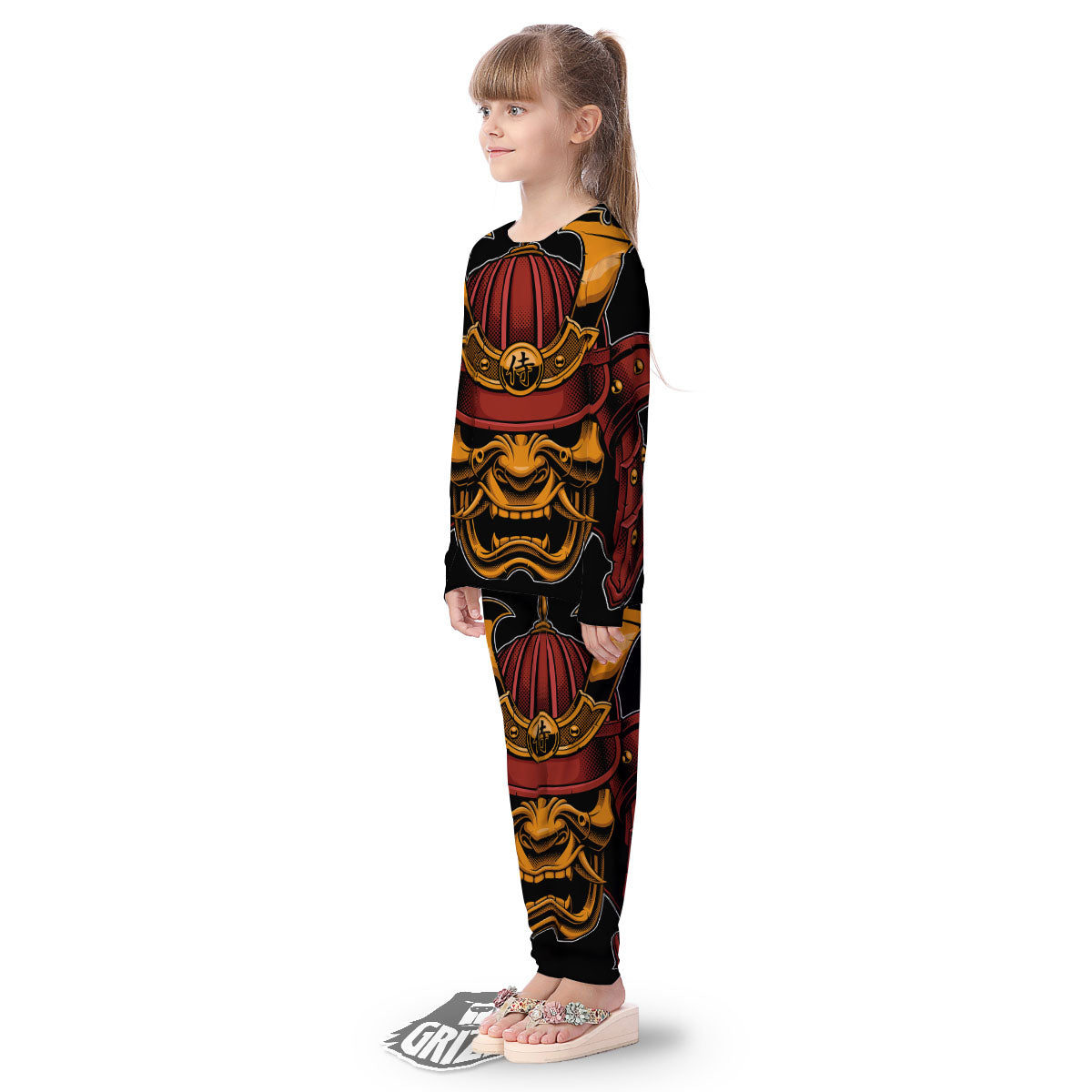 Mask Samurai Warrior Print Kid's Pajamas-grizzshop