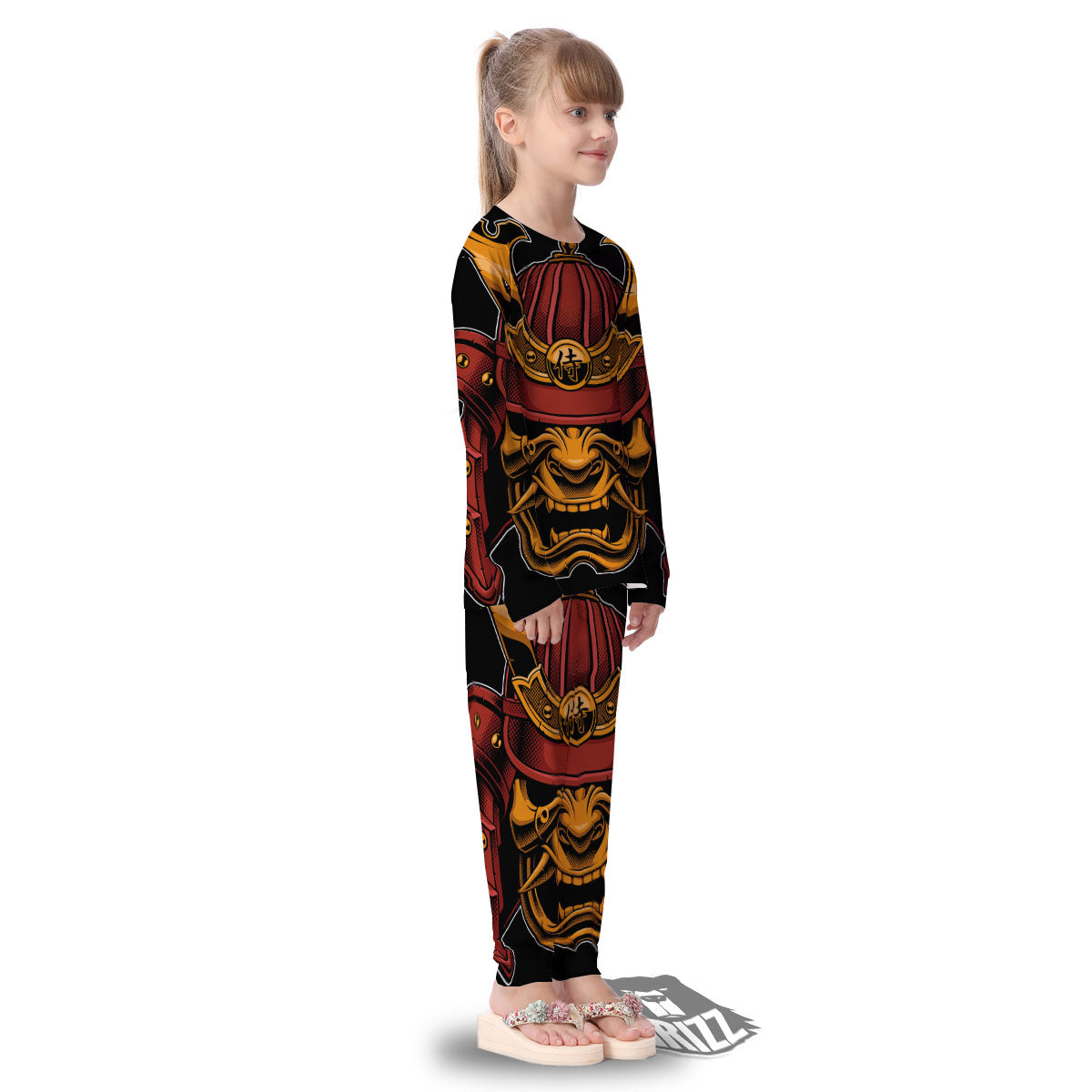 Mask Samurai Warrior Print Kid's Pajamas-grizzshop