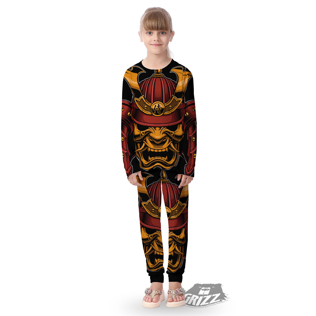 Mask Samurai Warrior Print Kid's Pajamas-grizzshop