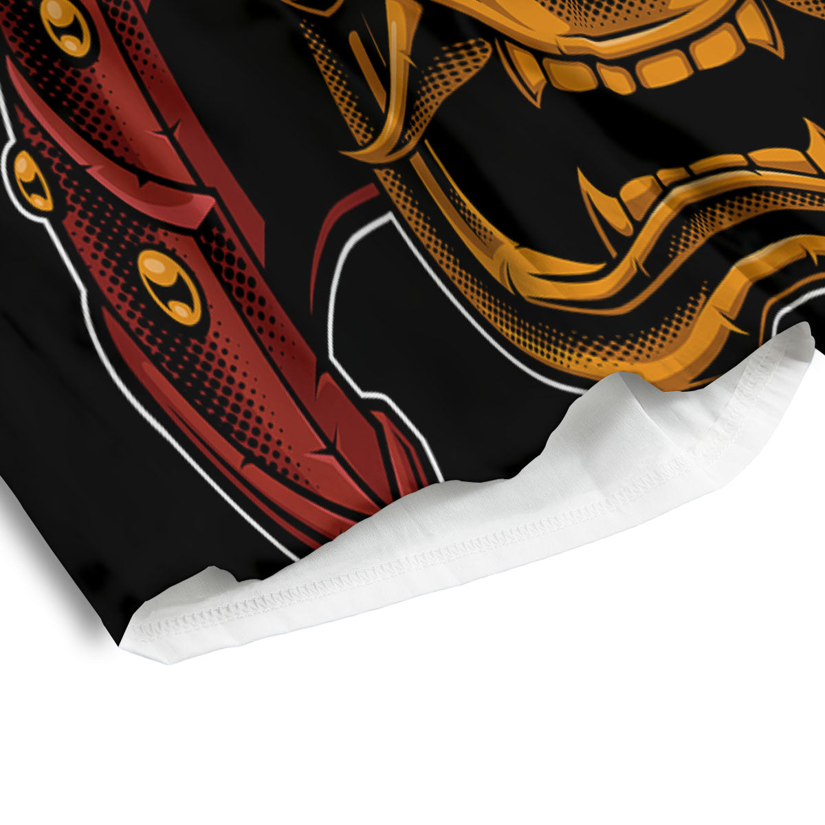 Mask Samurai Warrior Print Men's Athletic Shorts