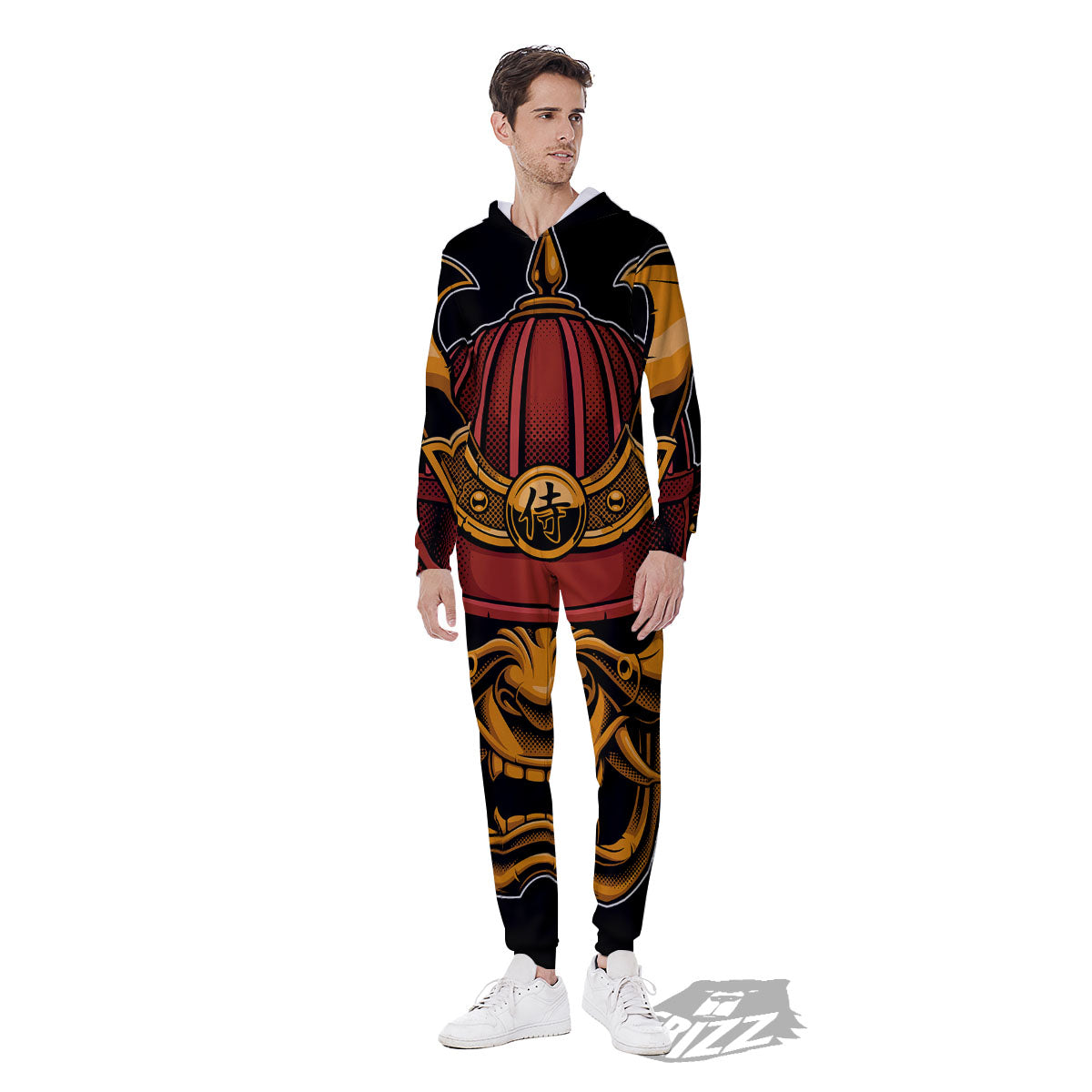 Mask Samurai Warrior Print Men's Jumpsuit-grizzshop