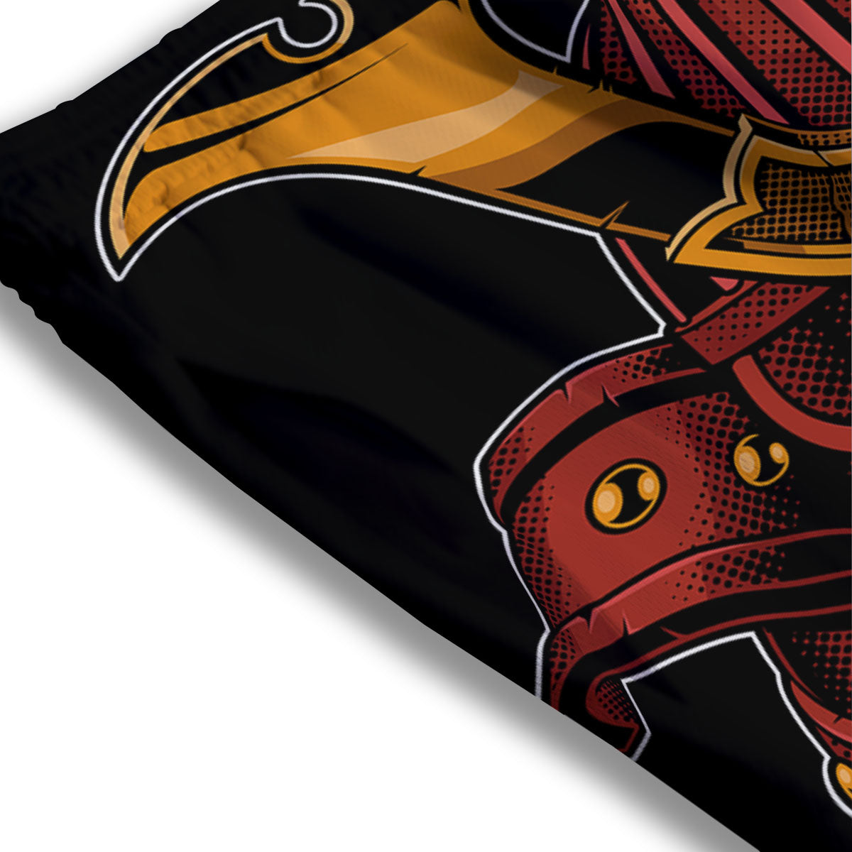 Mask Samurai Warrior Print Mesh Shorts