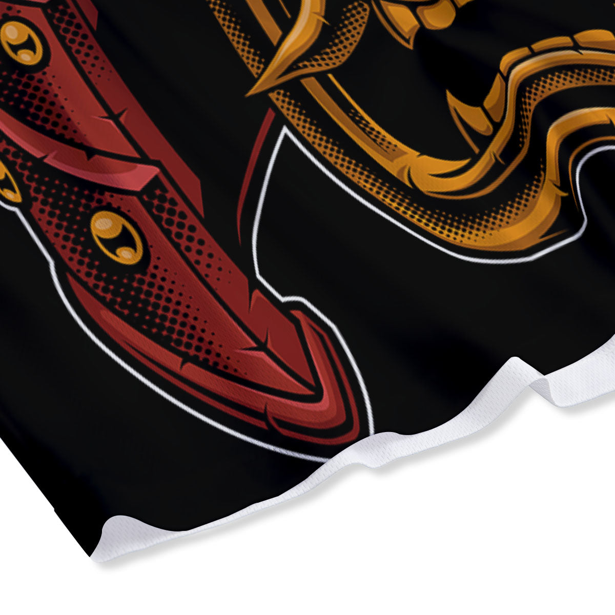 Mask Samurai Warrior Print Mesh Shorts