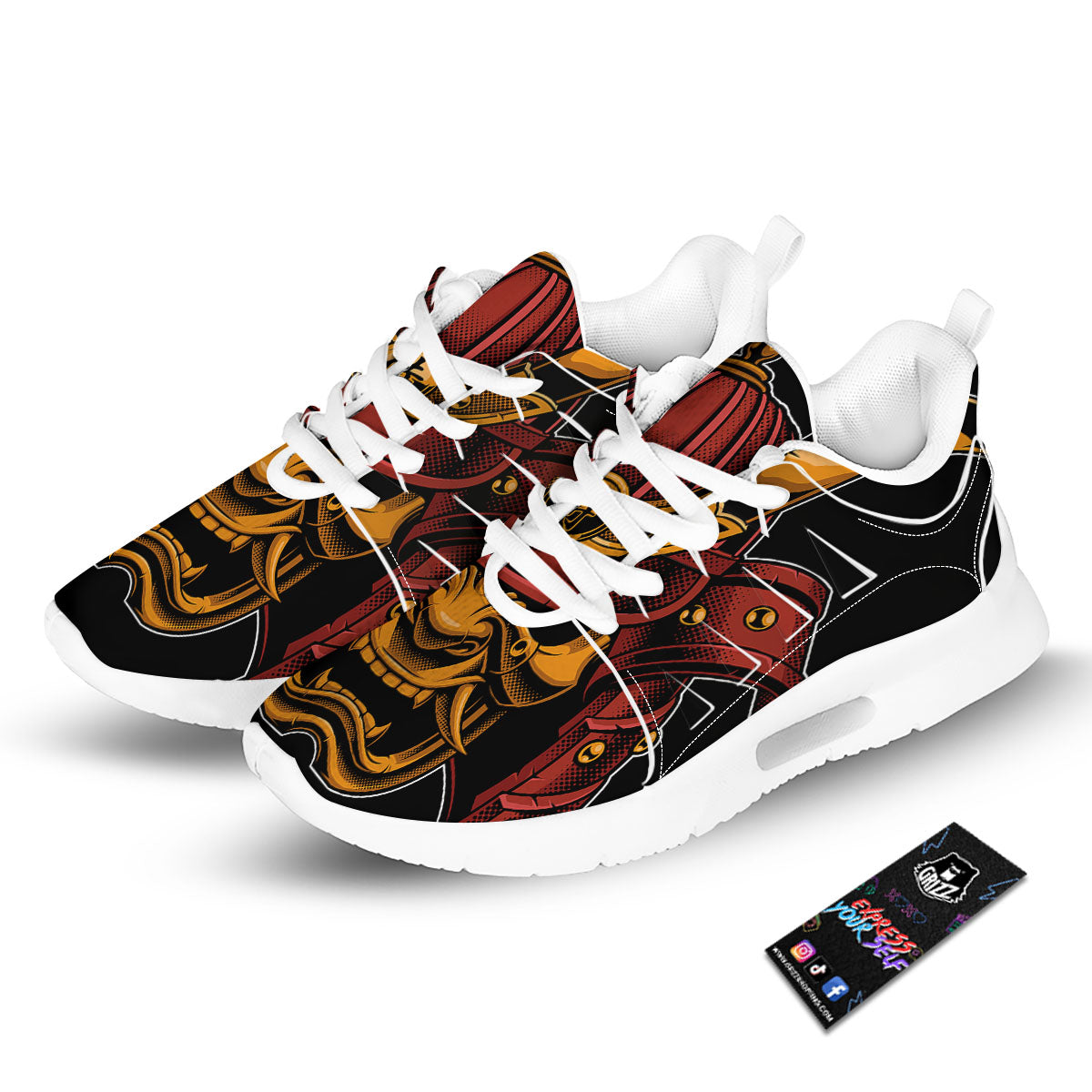 Mask Samurai Warrior Print Tennis Shoes-grizzshop
