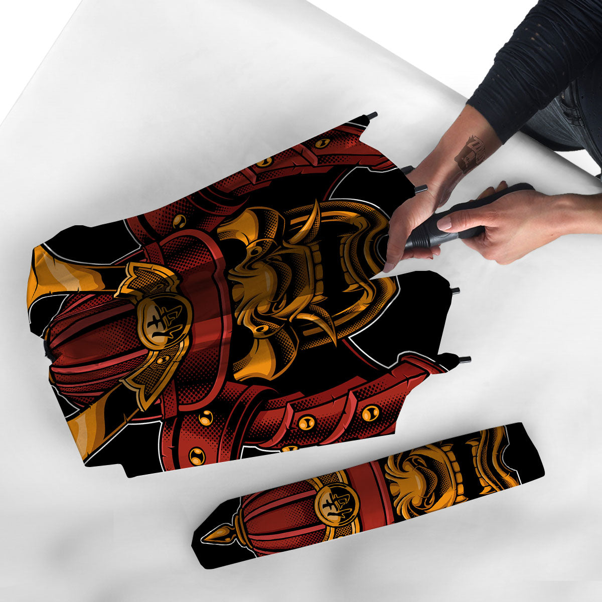 Mask Samurai Warrior Print Umbrella-grizzshop