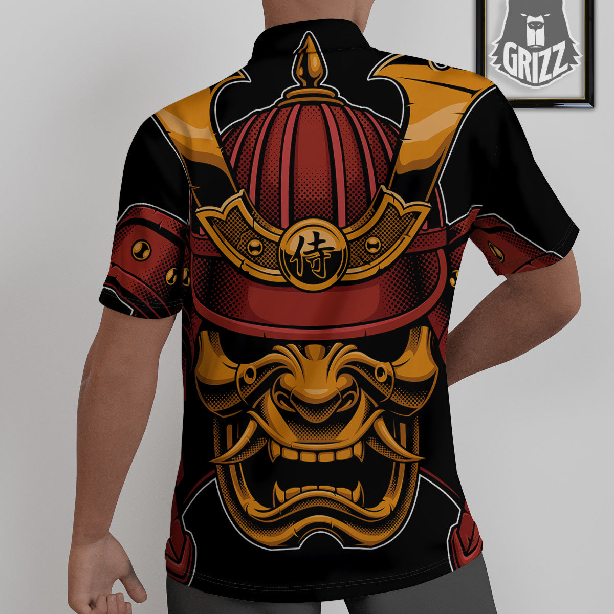 Mask Samurai Warrior Print Untucked Shirts-grizzshop