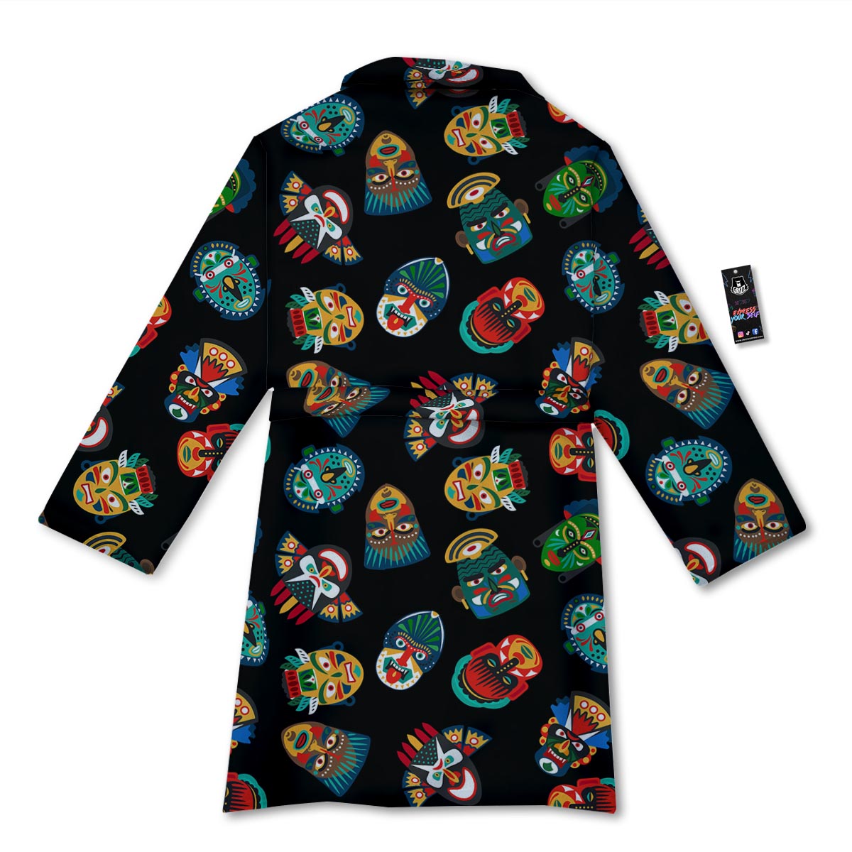 Mask Tribal Tiki Print Pattern Bathrobe-grizzshop