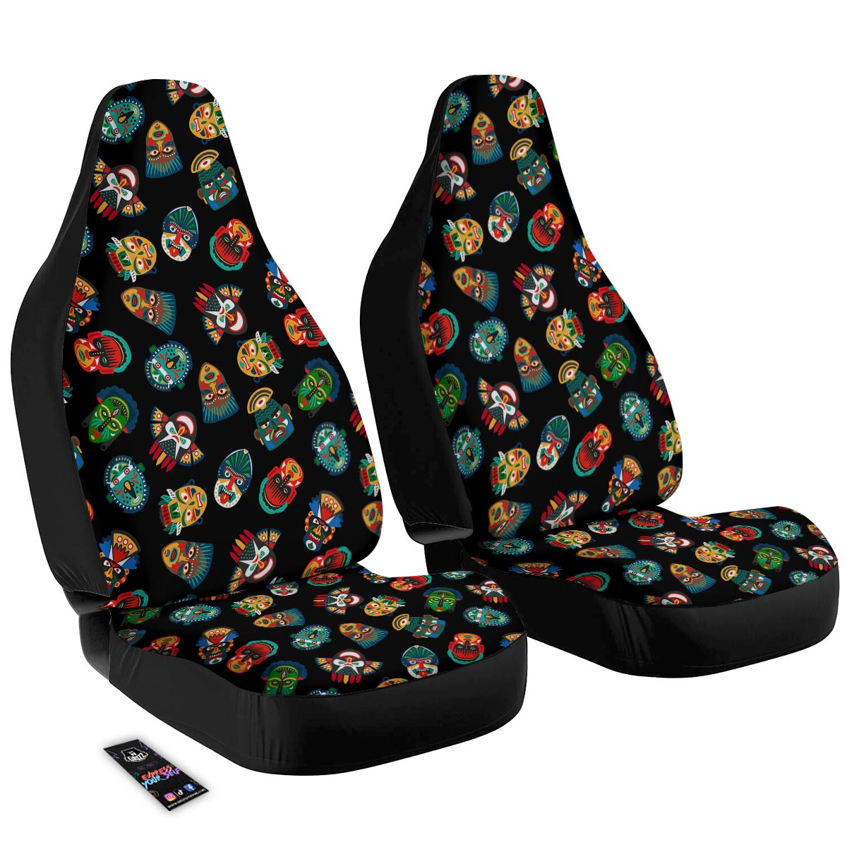 Mask Tribal Tiki Print Pattern Car Seat Covers-grizzshop