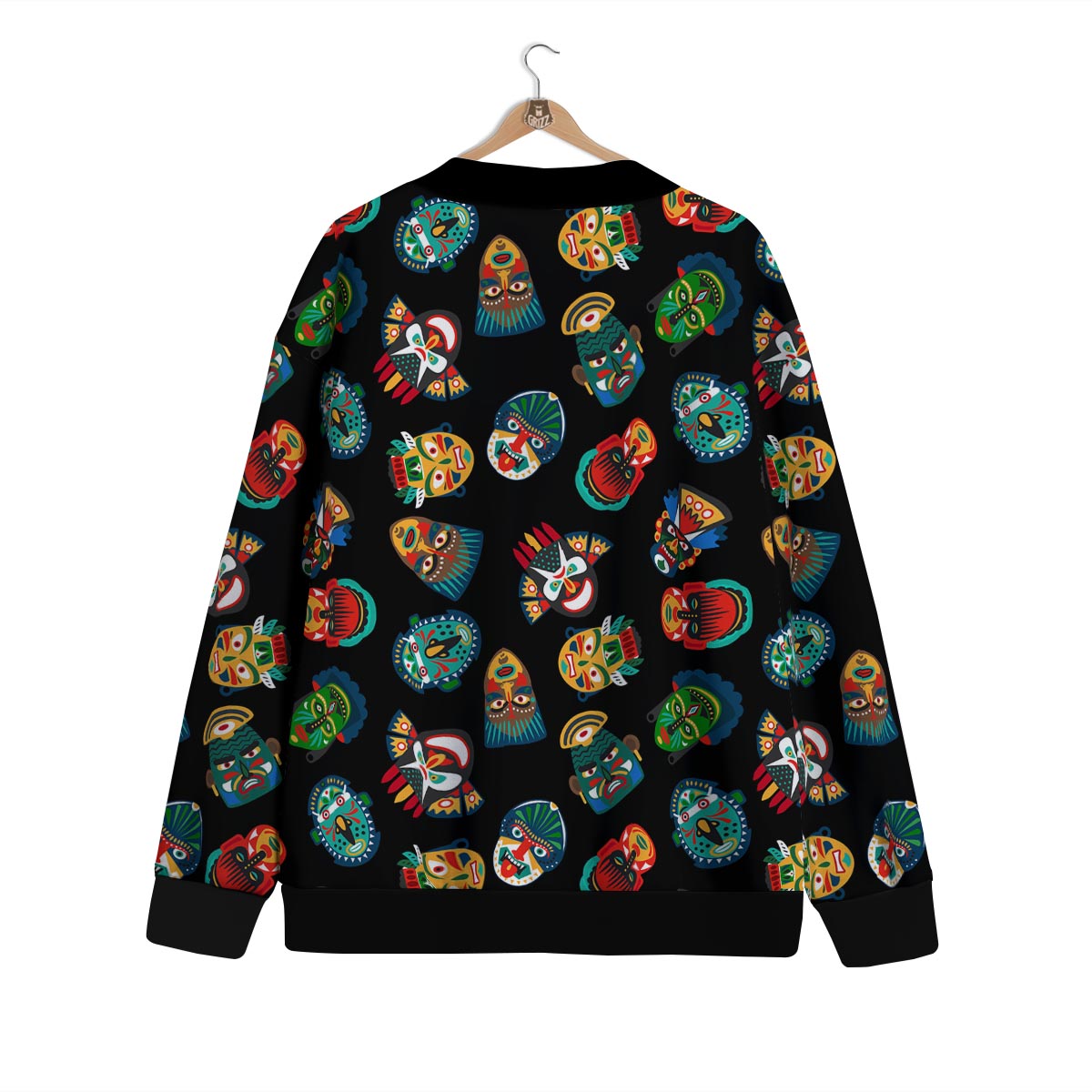 Mask Tribal Tiki Print Pattern Cardigan-grizzshop