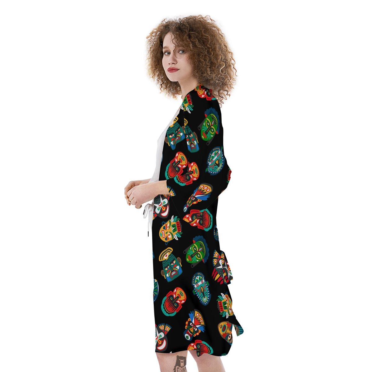 Mask Tribal Tiki Print Pattern Kimono-grizzshop