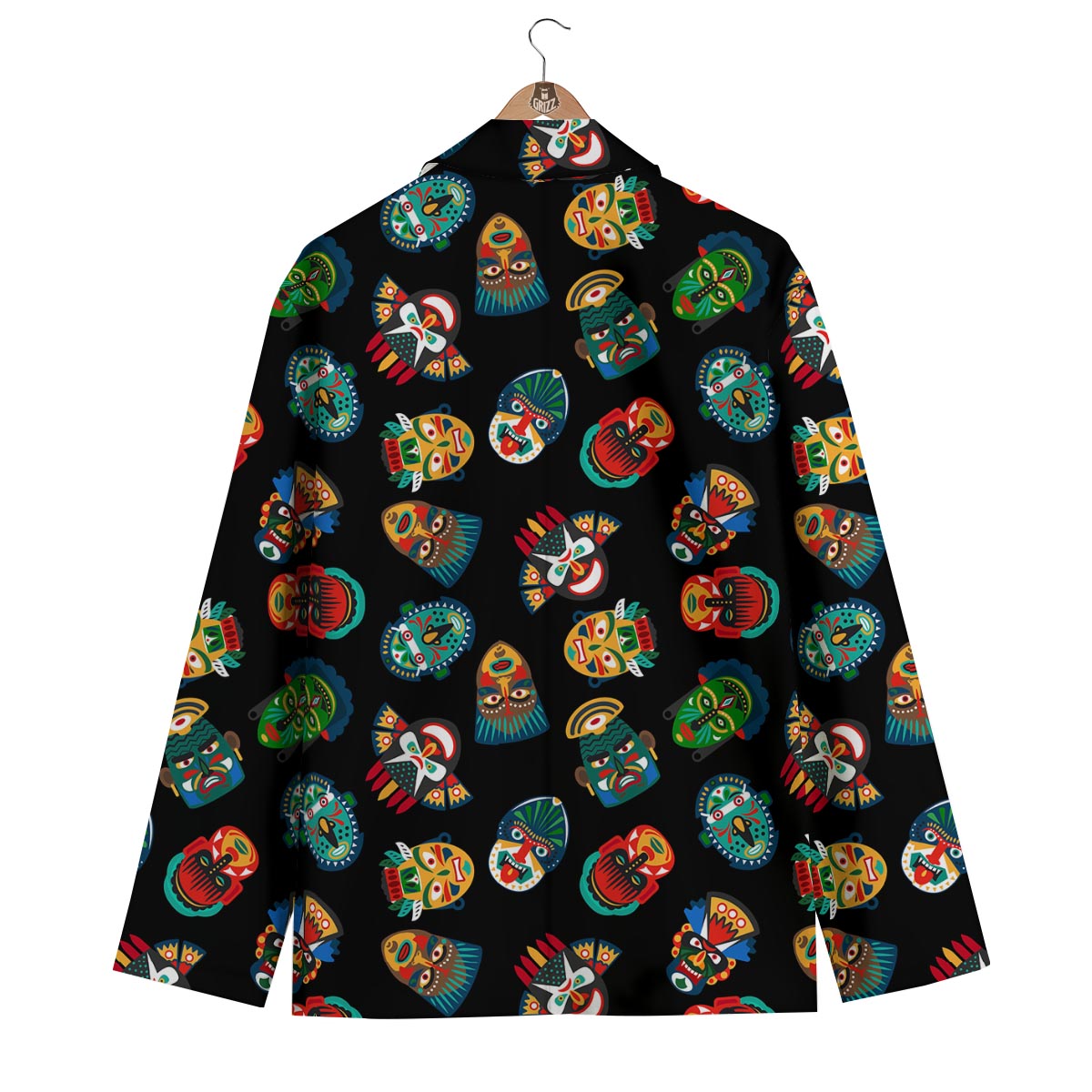 Mask Tribal Tiki Print Pattern Men's Blazer-grizzshop