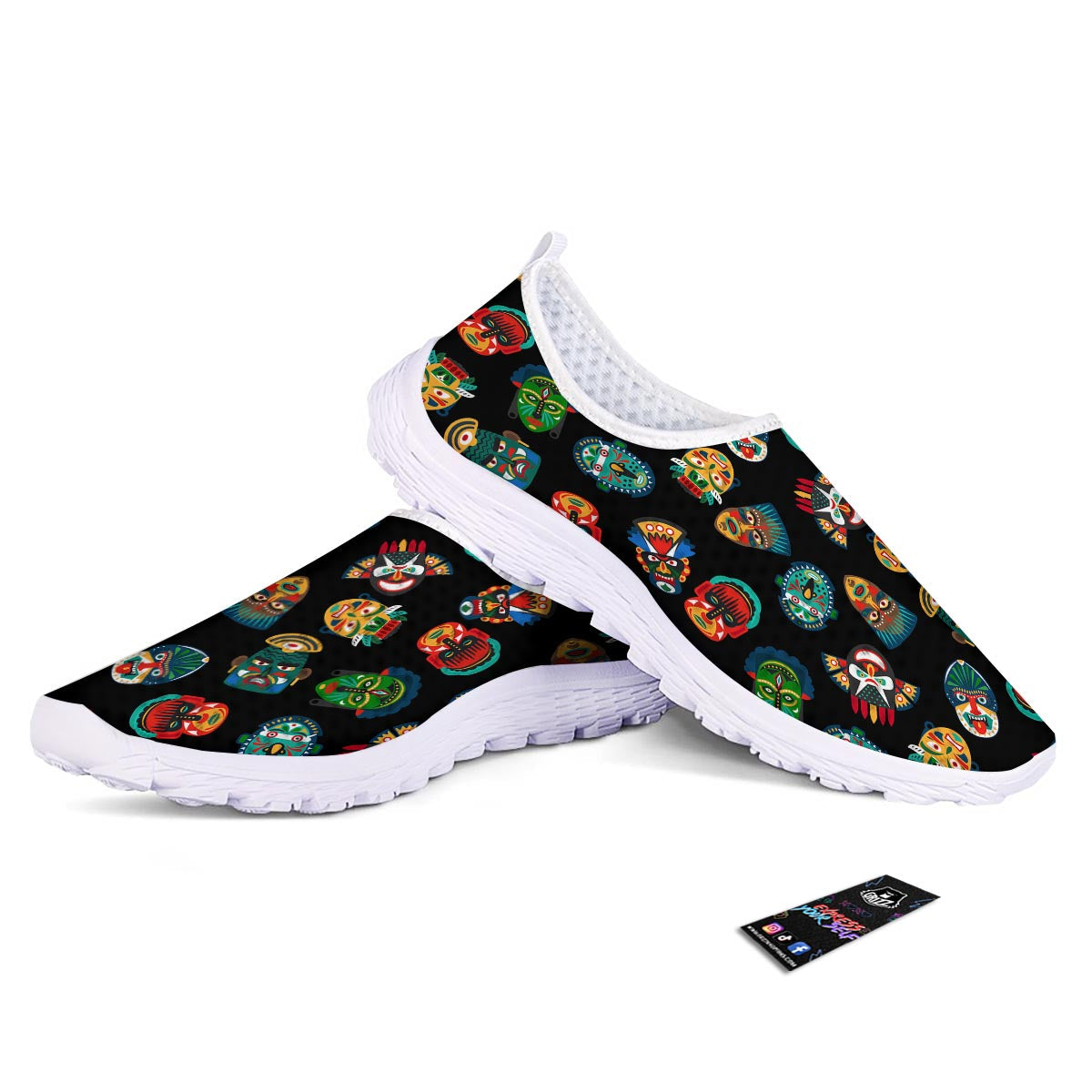 Mask Tribal Tiki Print Pattern Nurse Shoes-grizzshop