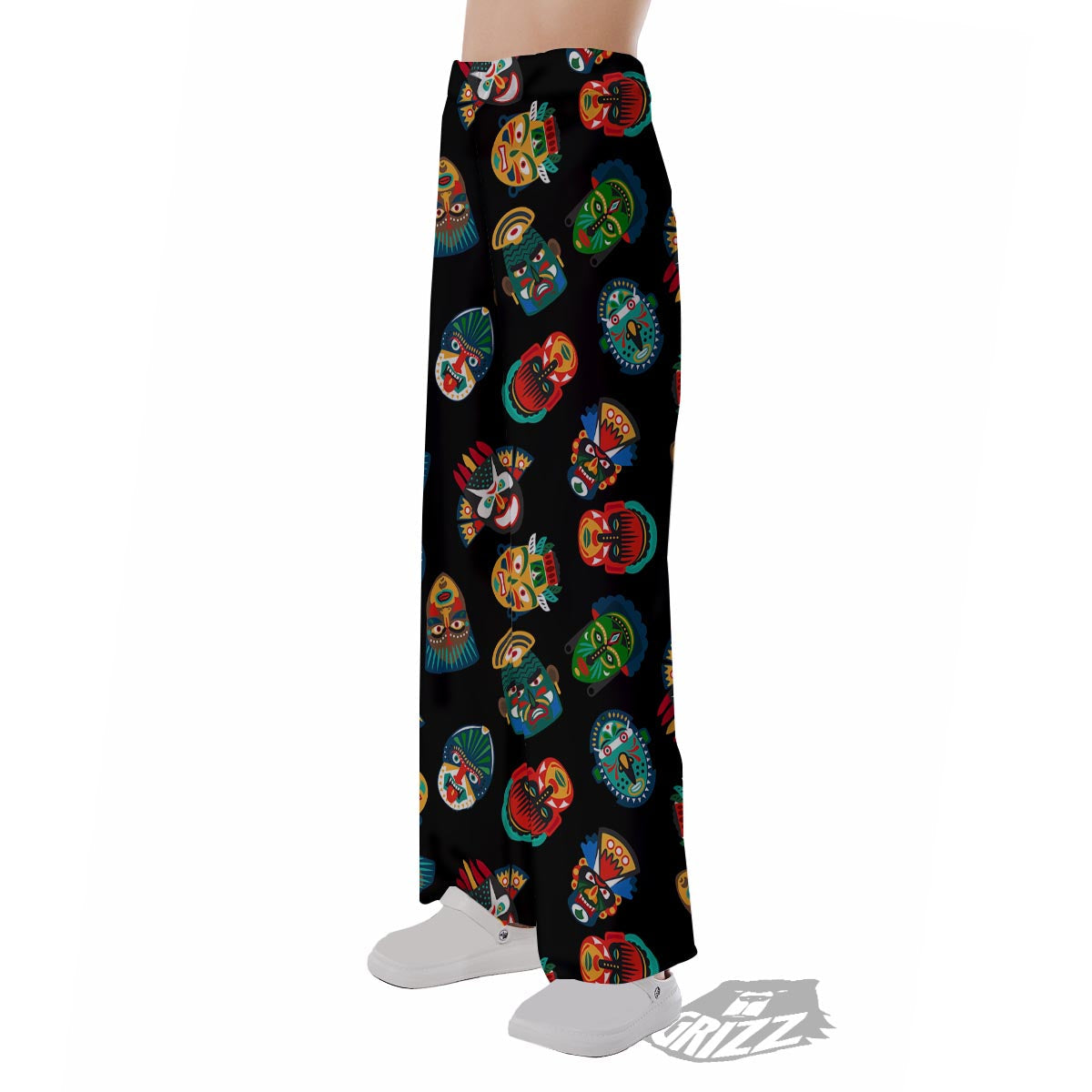 Mask Tribal Tiki Print Pattern Pajama Pants-grizzshop