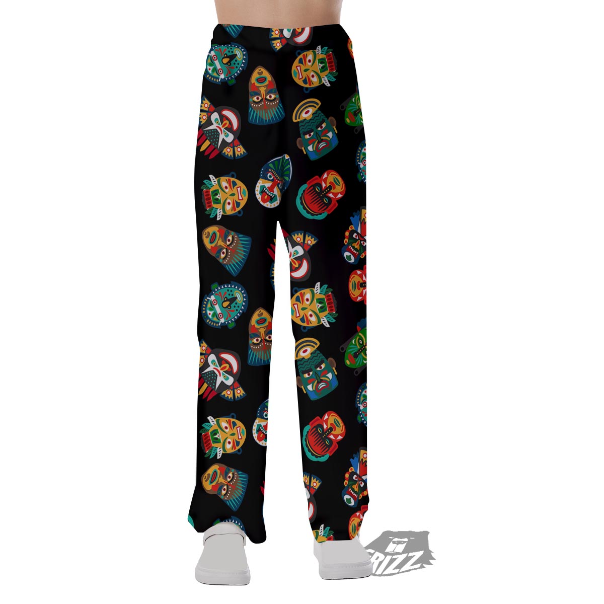 Mask Tribal Tiki Print Pattern Pajama Pants-grizzshop
