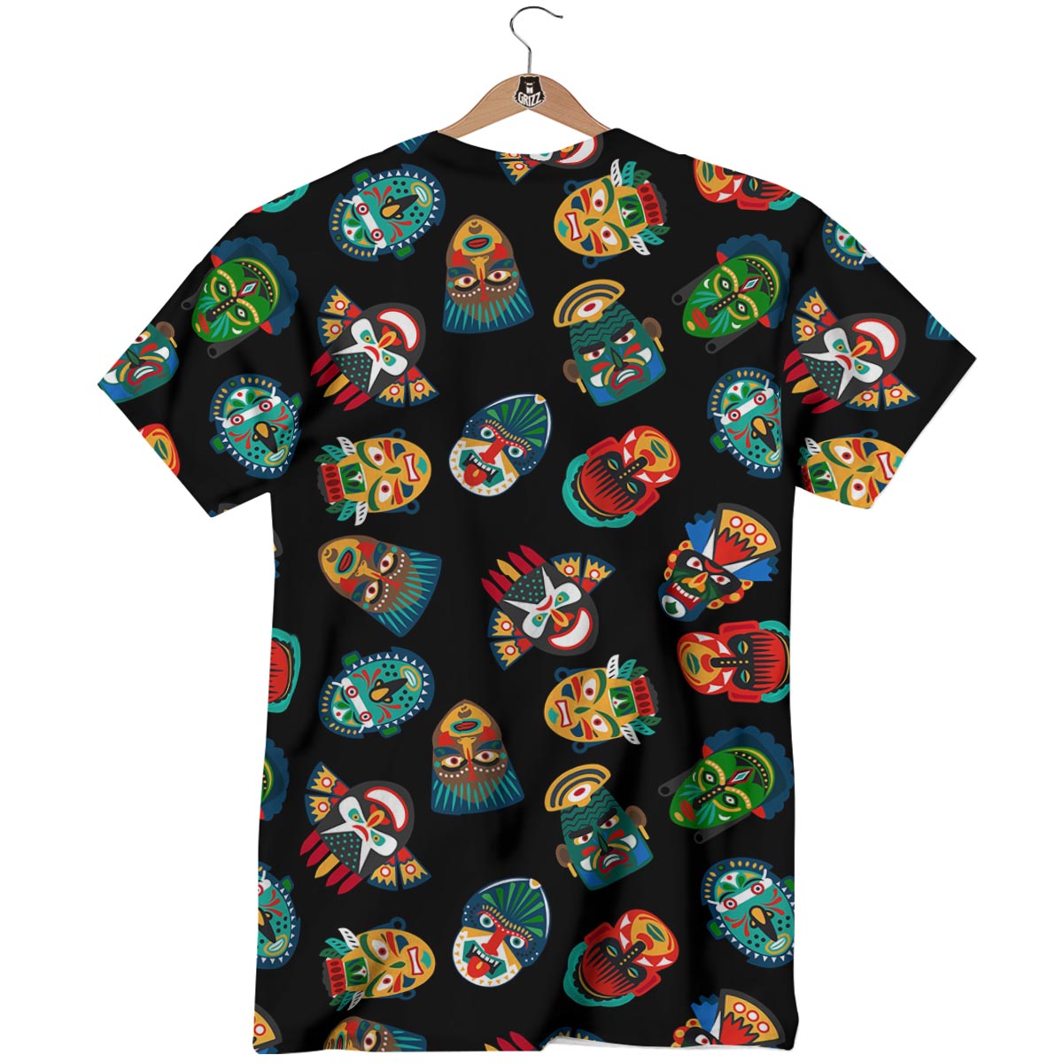 Mask Tribal Tiki Print Pattern T-Shirt-grizzshop