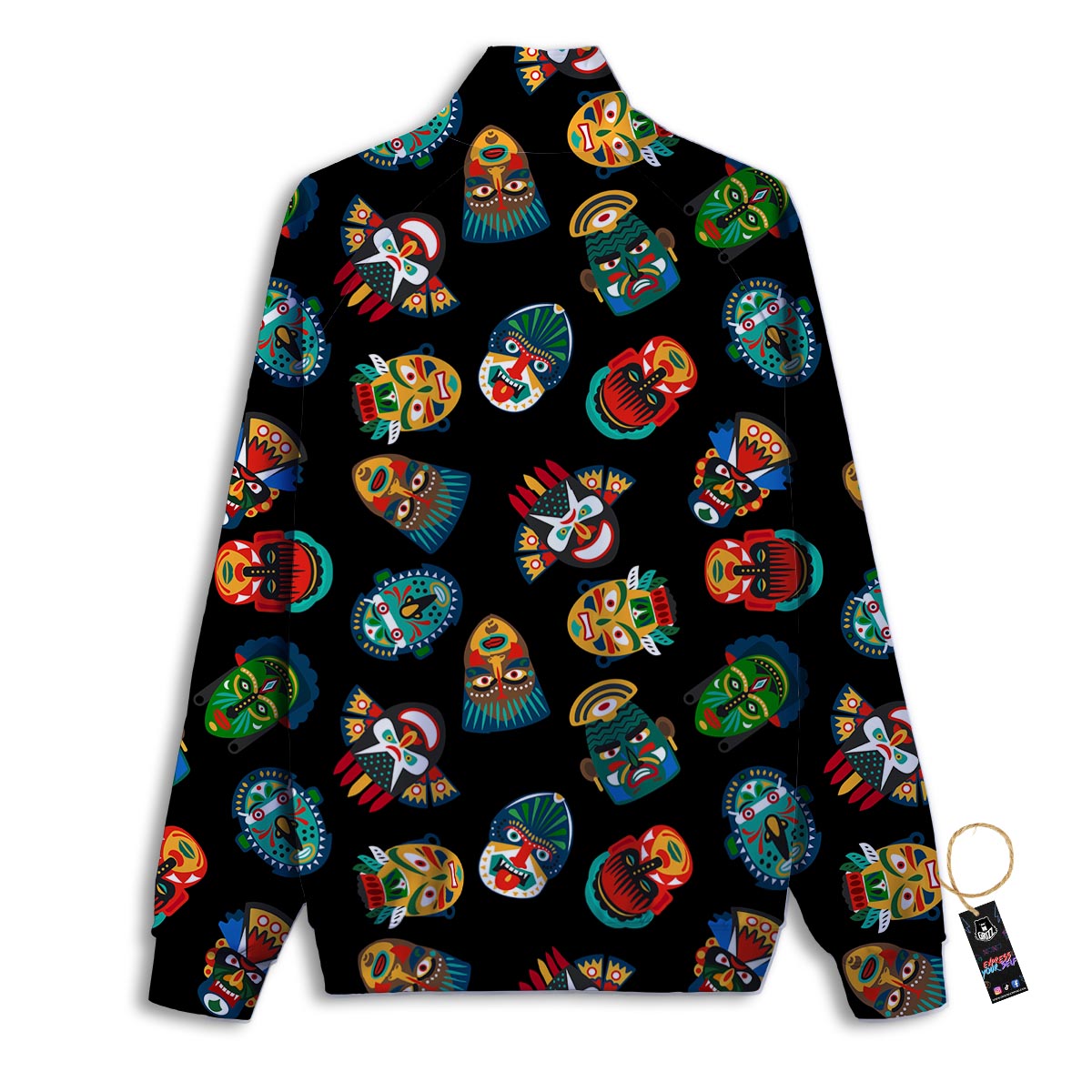 Mask Tribal Tiki Print Pattern Track Jacket-grizzshop