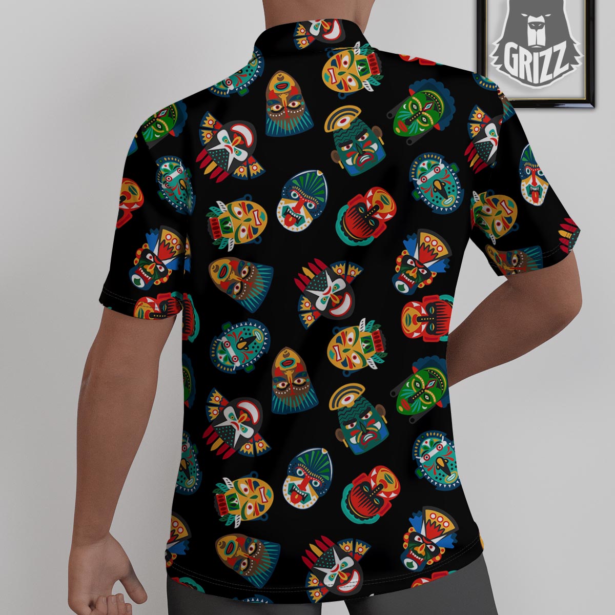 Mask Tribal Tiki Print Pattern Untucked Shirts-grizzshop
