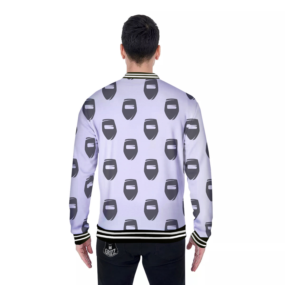 Mask Welding Print Pattern Baseball Jacket-grizzshop