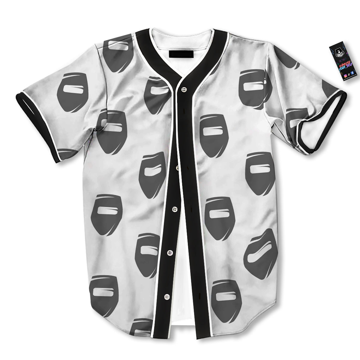 Mask Welding Print Pattern Baseball Jersey-grizzshop