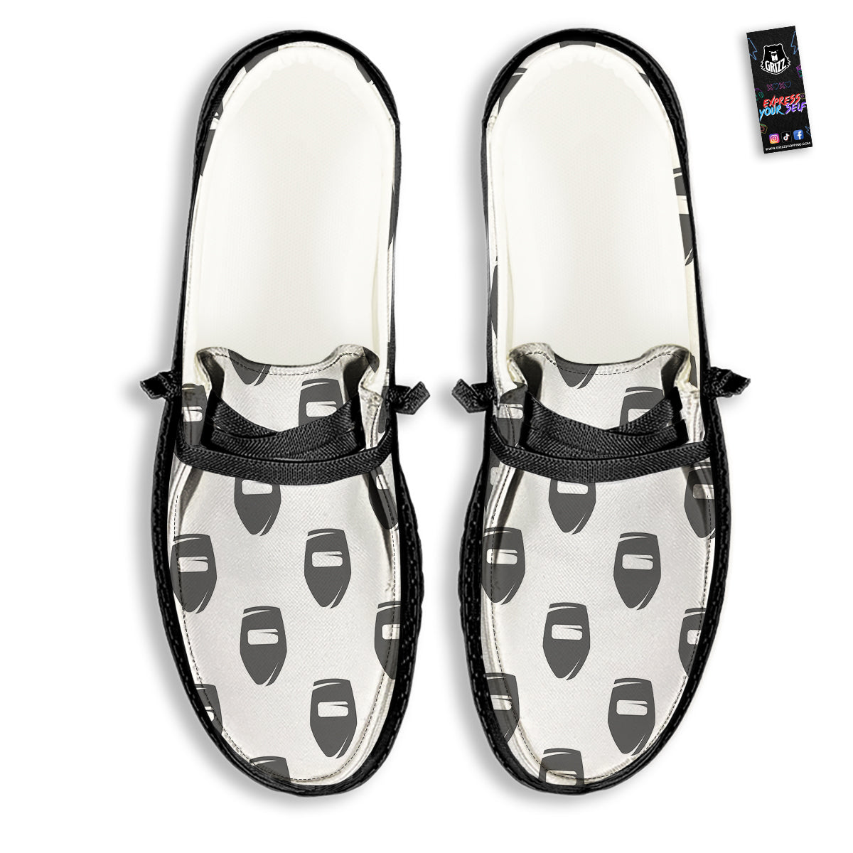 Mask Welding Print Pattern Black Loafers-grizzshop