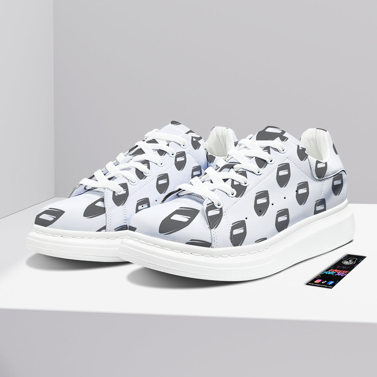 Mask Welding Print Pattern Platform Shoes-grizzshop