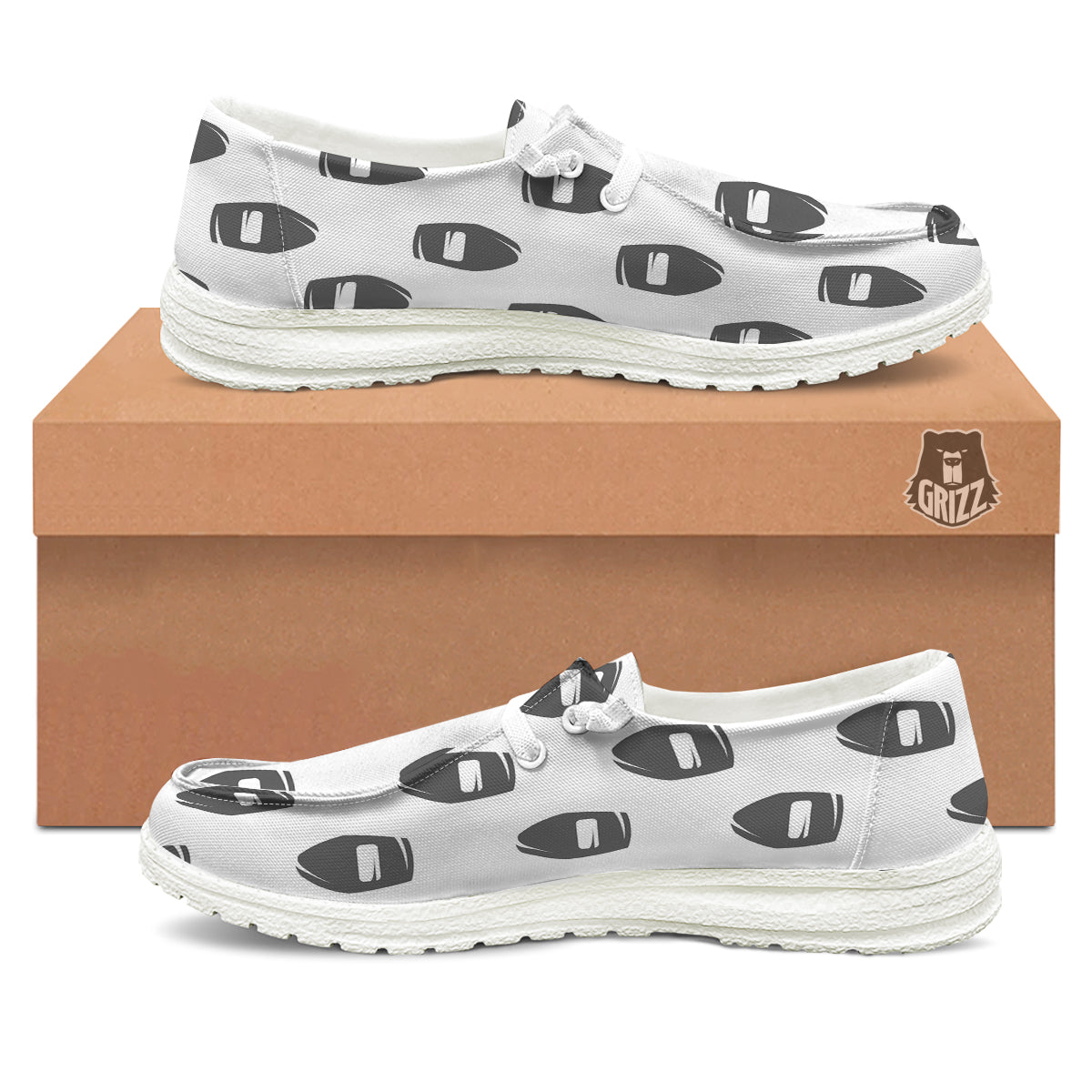 Mask Welding Print Pattern White Loafers-grizzshop