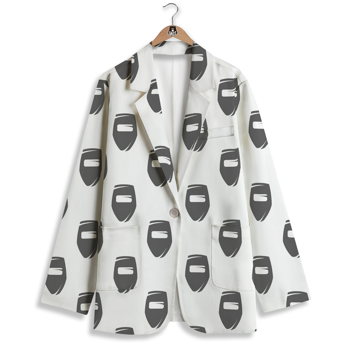 Mask Welding Print Pattern Women's Blazer-grizzshop