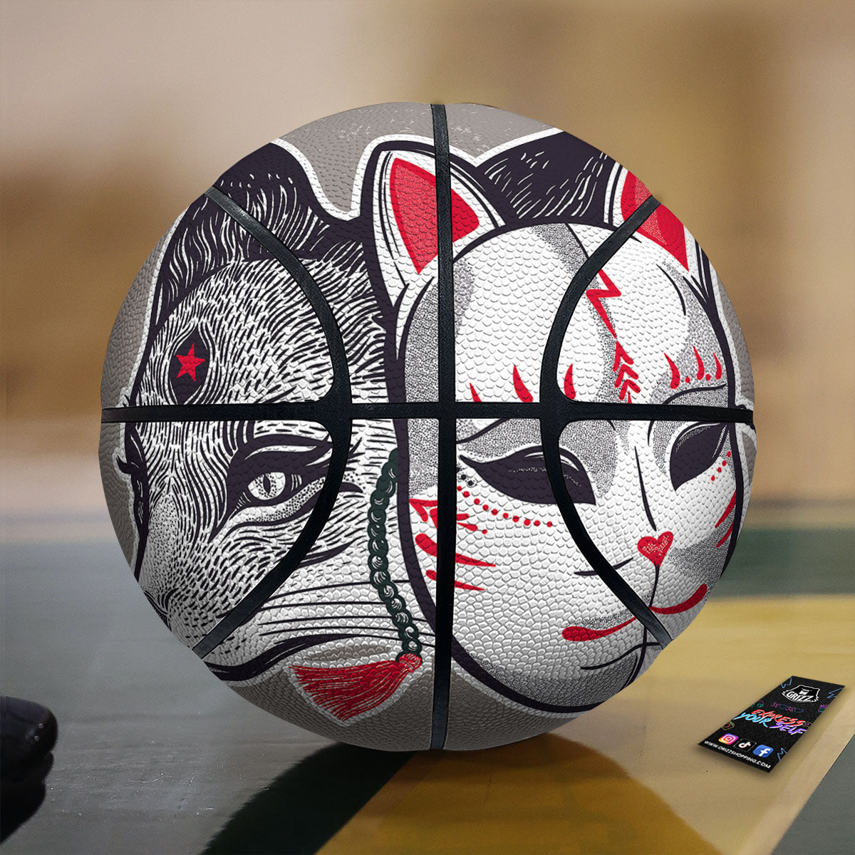 Mask Japanese Fox Print Basketball