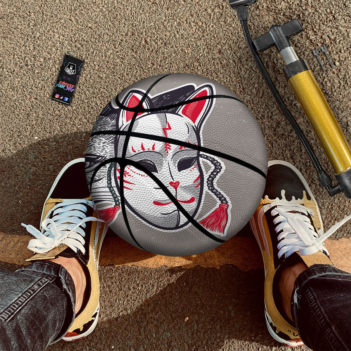 Mask Japanese Fox Print Basketball