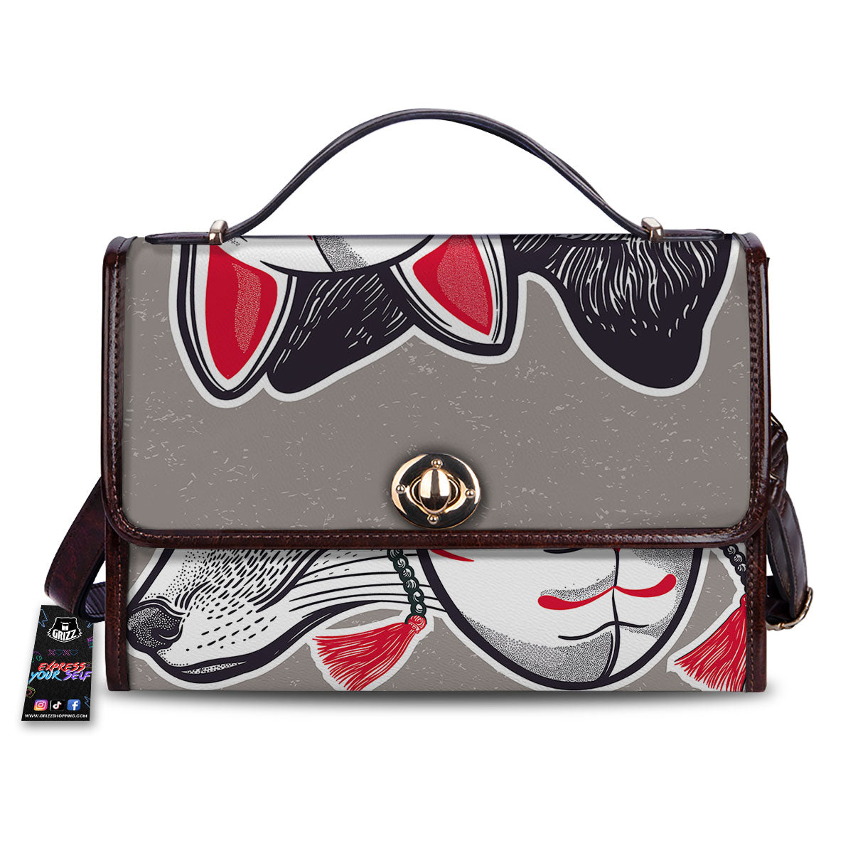 Mask Japanese Fox Print Women's Satchel Bag
