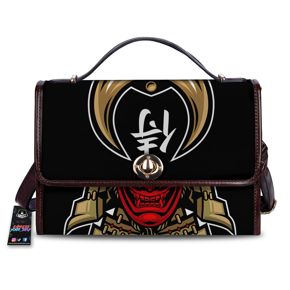 Mask Japanese Samurai Print Women's Satchel Bag