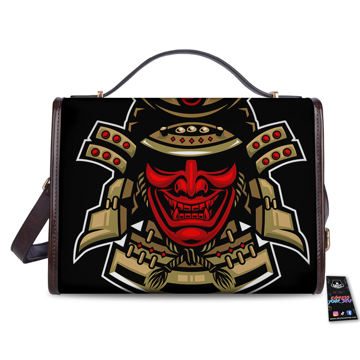 Mask Japanese Samurai Print Women's Satchel Bag