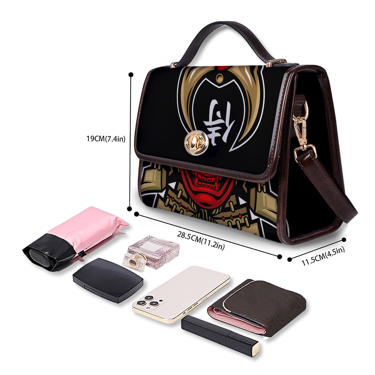 Mask Japanese Samurai Print Women's Satchel Bag