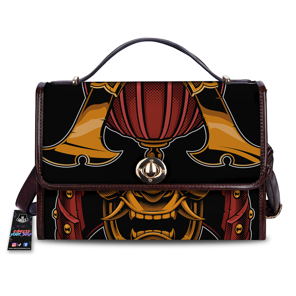 Mask Samurai Warrior Print Women's Satchel Bag