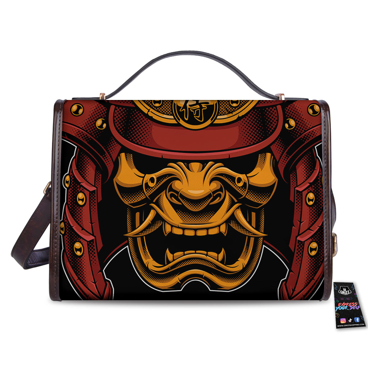 Mask Samurai Warrior Print Women's Satchel Bag