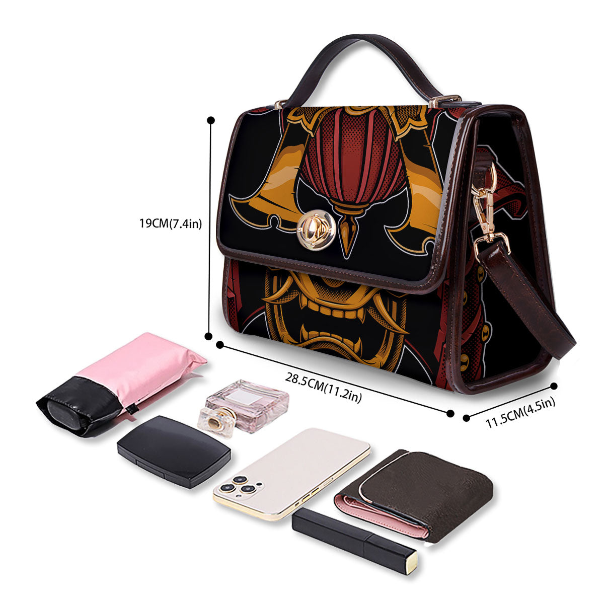Mask Samurai Warrior Print Women's Satchel Bag