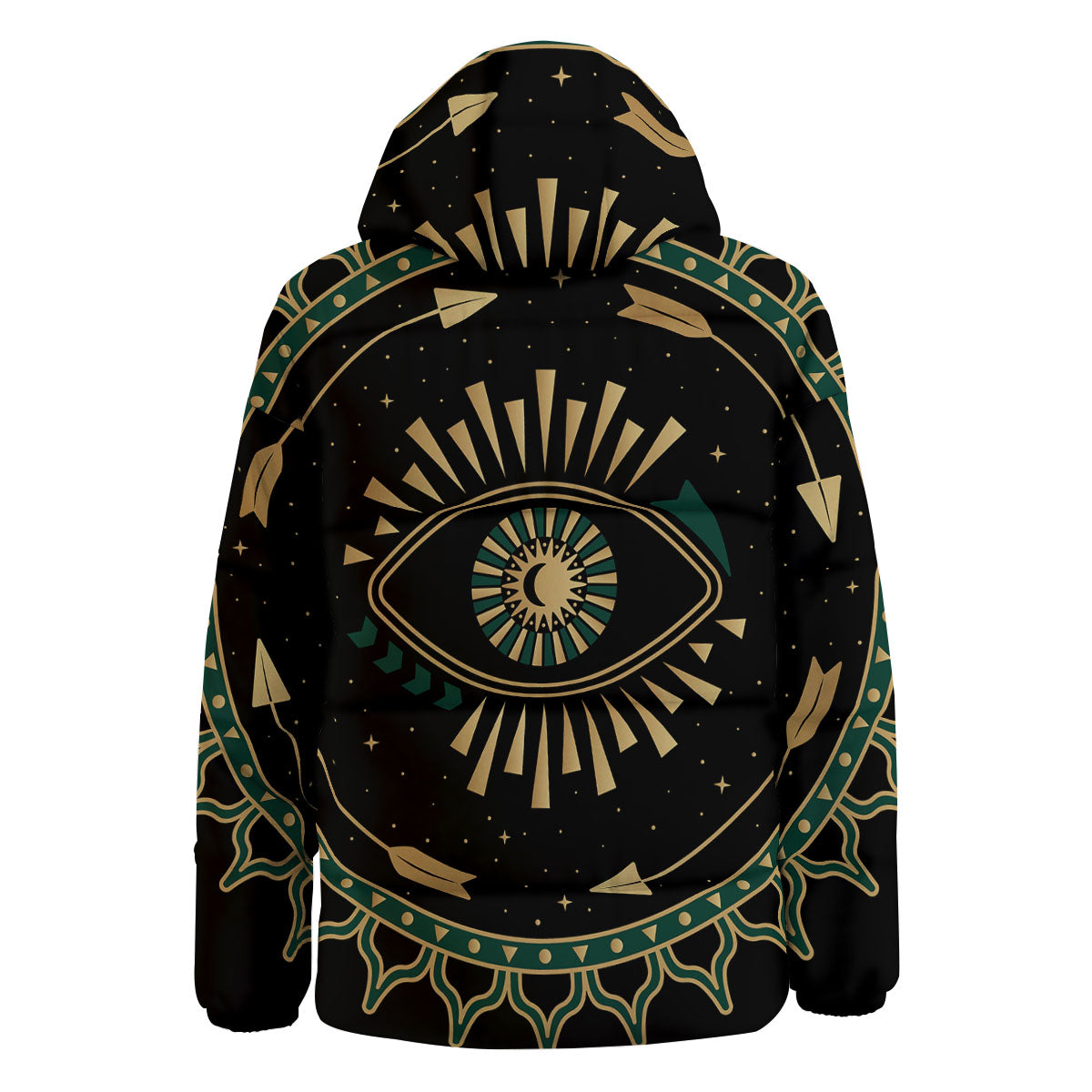 Masonic Eye Green Print Down Jacket-grizzshop