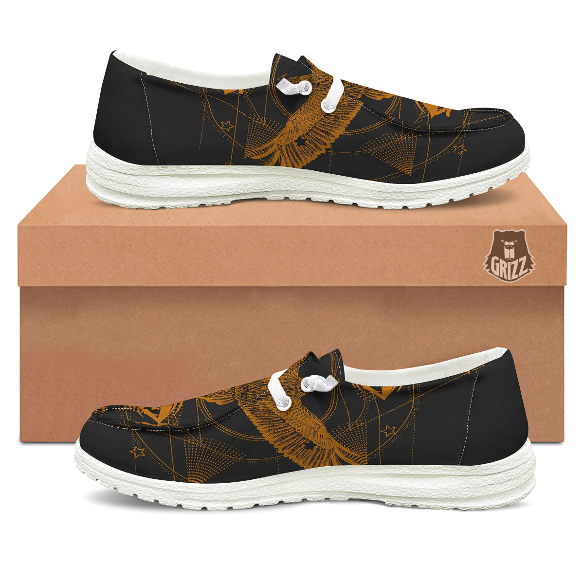 Masonic Eye Raven Print Black Loafers-grizzshop