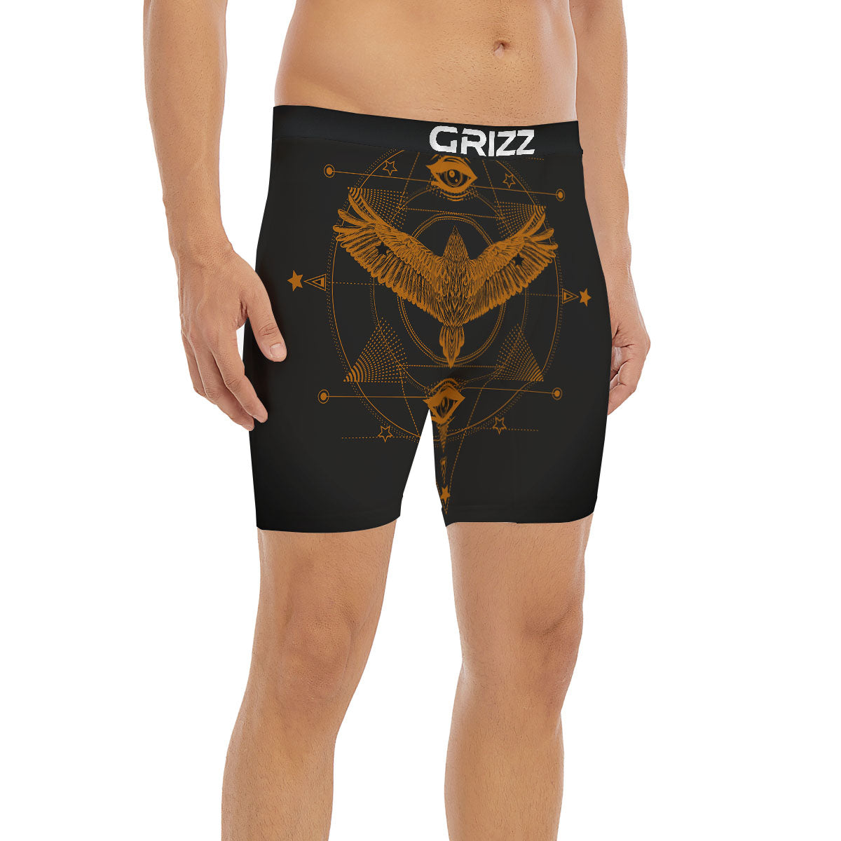 Masonic Eye Raven Print Boxer Briefs-grizzshop