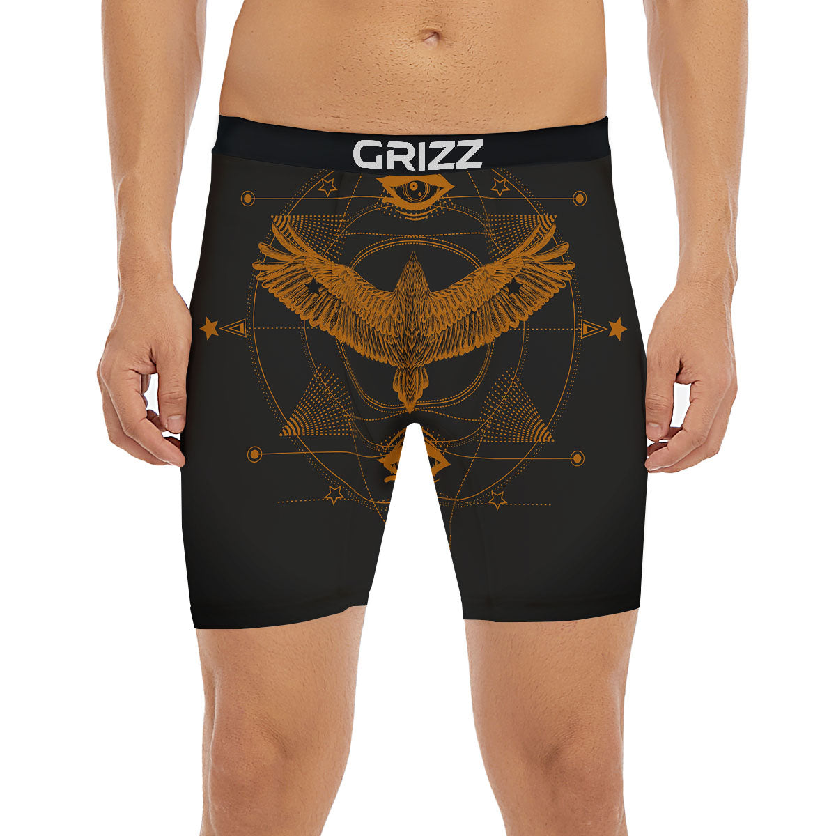 Masonic Eye Raven Print Boxer Briefs-grizzshop