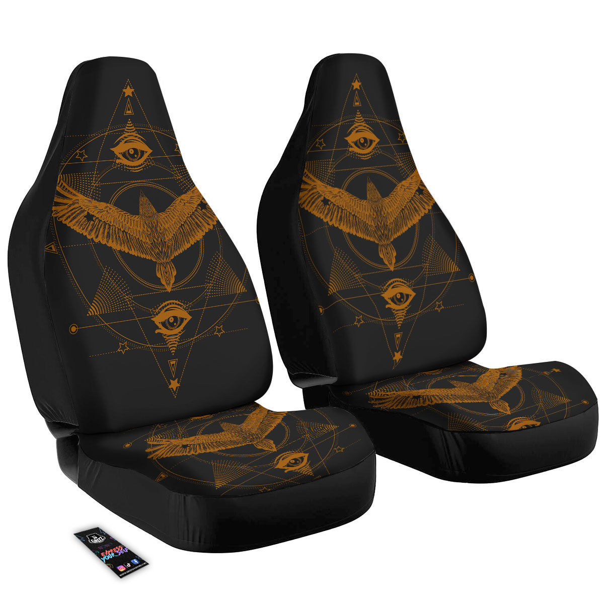 Masonic Eye Raven Print Car Seat Covers-grizzshop