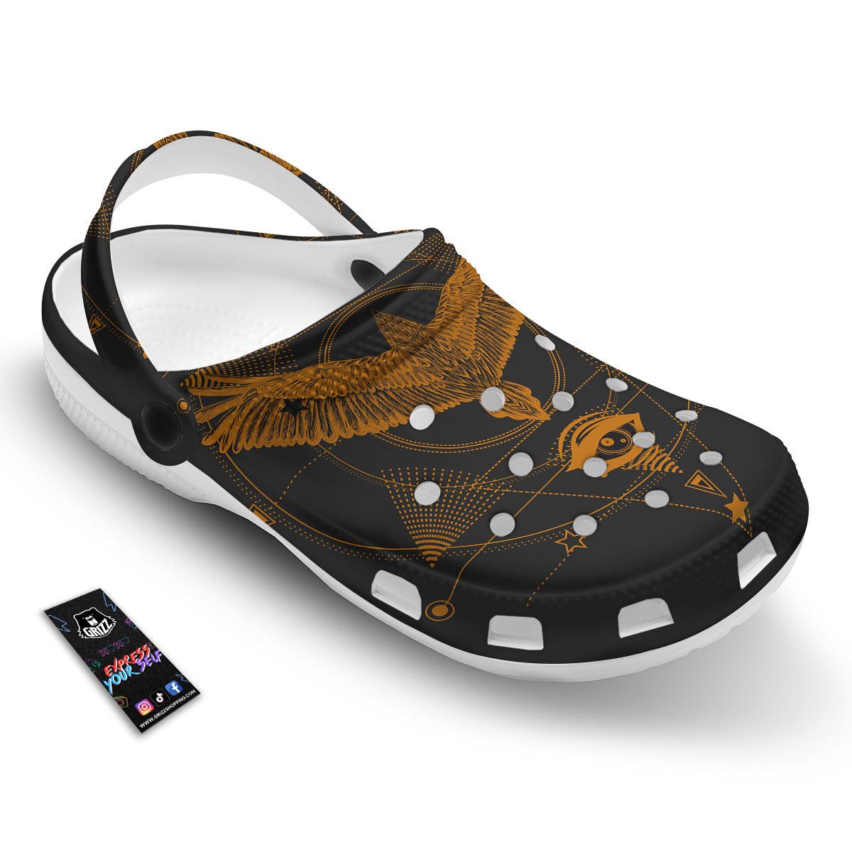 Masonic Eye Raven Print Clog-grizzshop