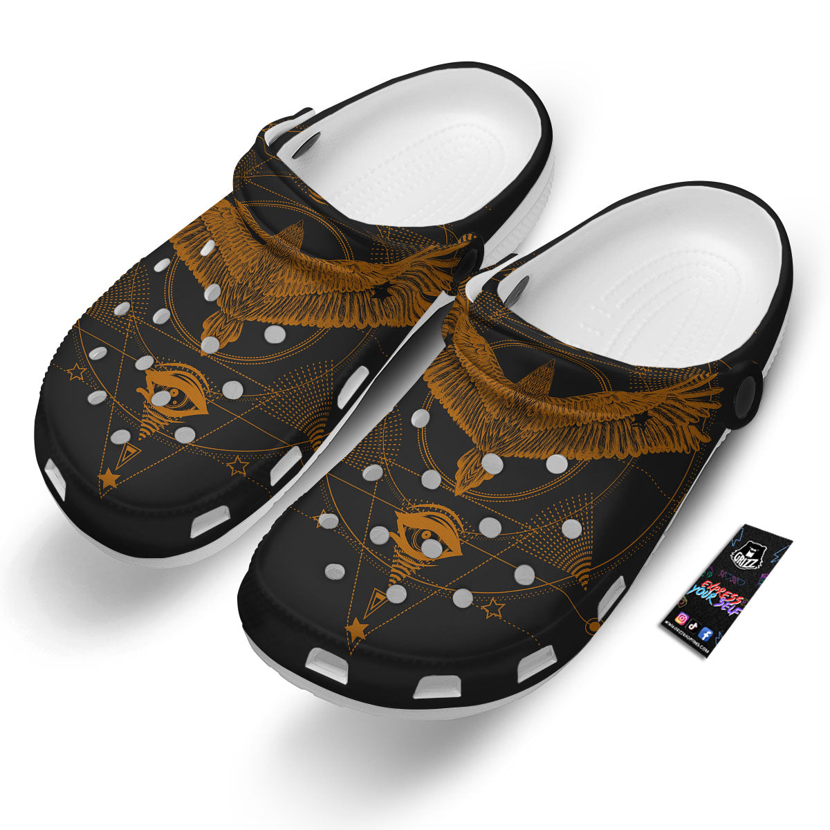Masonic Eye Raven Print Clog-grizzshop