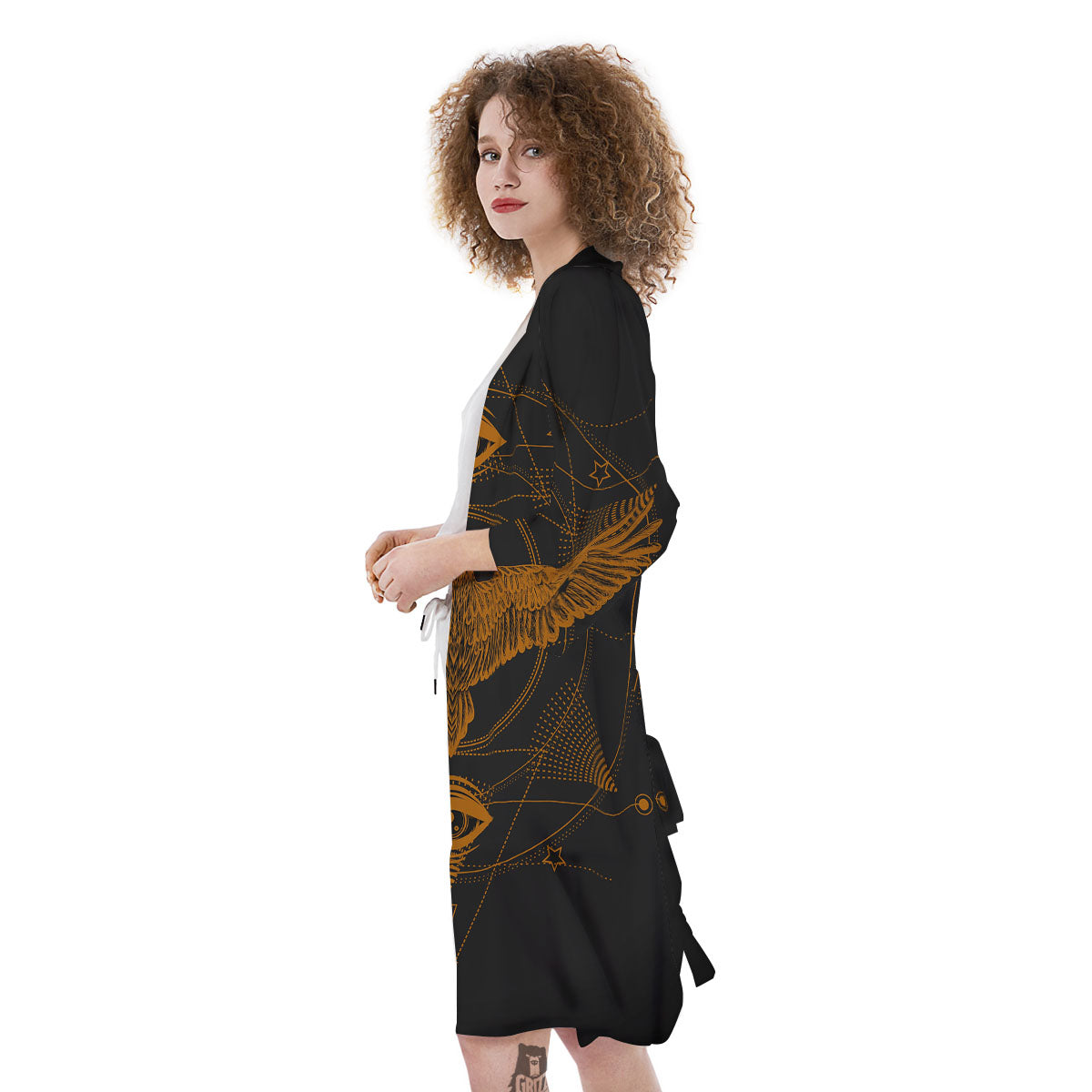 Masonic Eye Raven Print Kimono-grizzshop