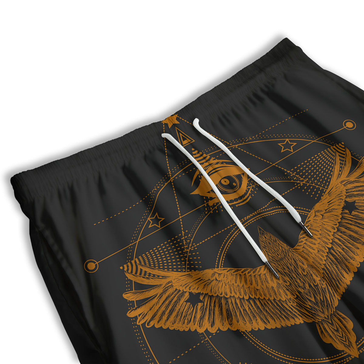 Masonic Eye Raven Print Men's Athletic Shorts